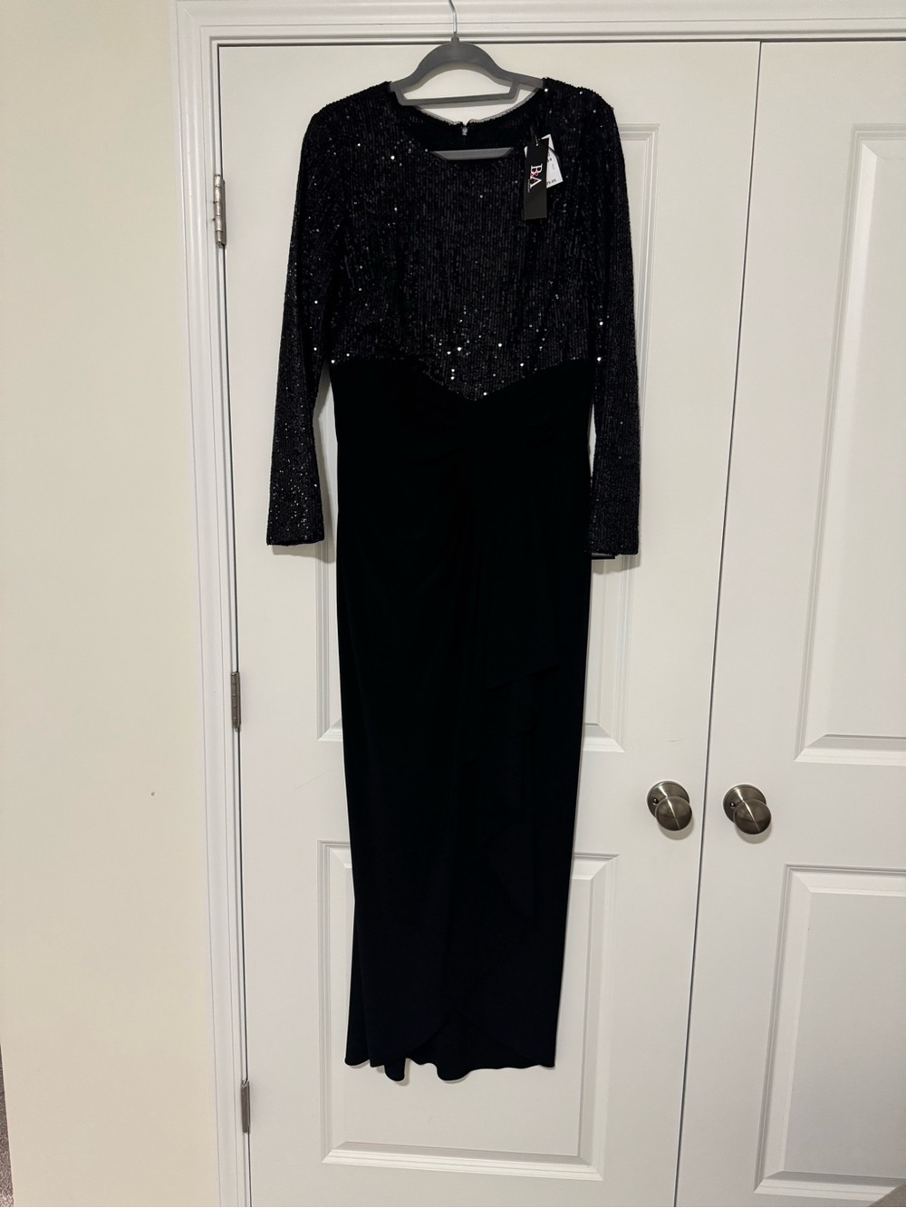 Betsy and Adam women long sleeve black sequined dress